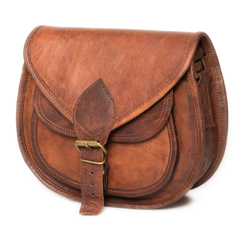 Leabags Leder Handtasche Damen I Premium Echtleder Umhängetasche I Damen Schultertasche I Damentasche I Tragetasche für Arbeit Uni Schule Freizeit I Größe L (28 x 23 x 8 cm) I Vintage Cognac