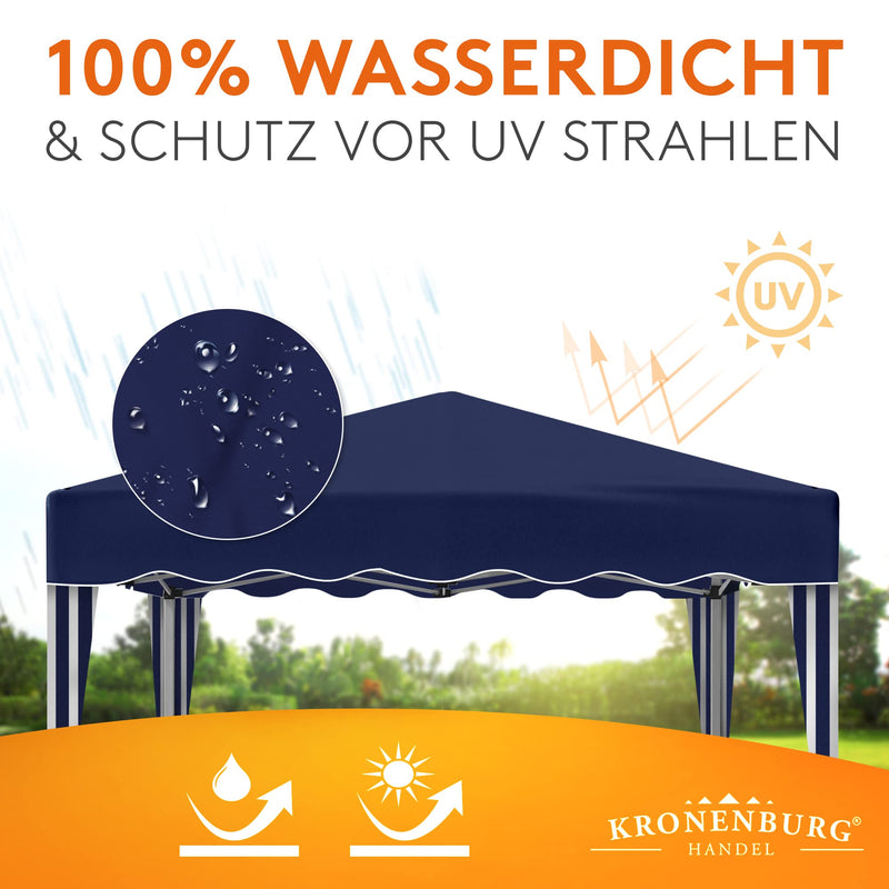 Kronenburg Faltpavillon wasserdicht Dachmaß 3 x 3 m UV Schutz 50+ Pavillon in Blau