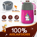 FUNKELFUCHS® Thermobehälter für Essen Kinder – 500ml, Pink Einhorn – 100% auslaufsicher - Warmhaltebehälter Essen Edelstahl – Thermobecher Essen – Thermo Lunchbox Kinder – Warmhaltebehälter Babybrei