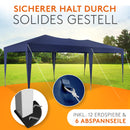 Kronenburg Faltpavillon wasserdicht Pavillon, Gartenzelt, 3x6 m - mit UV Schutz 50+, Blau