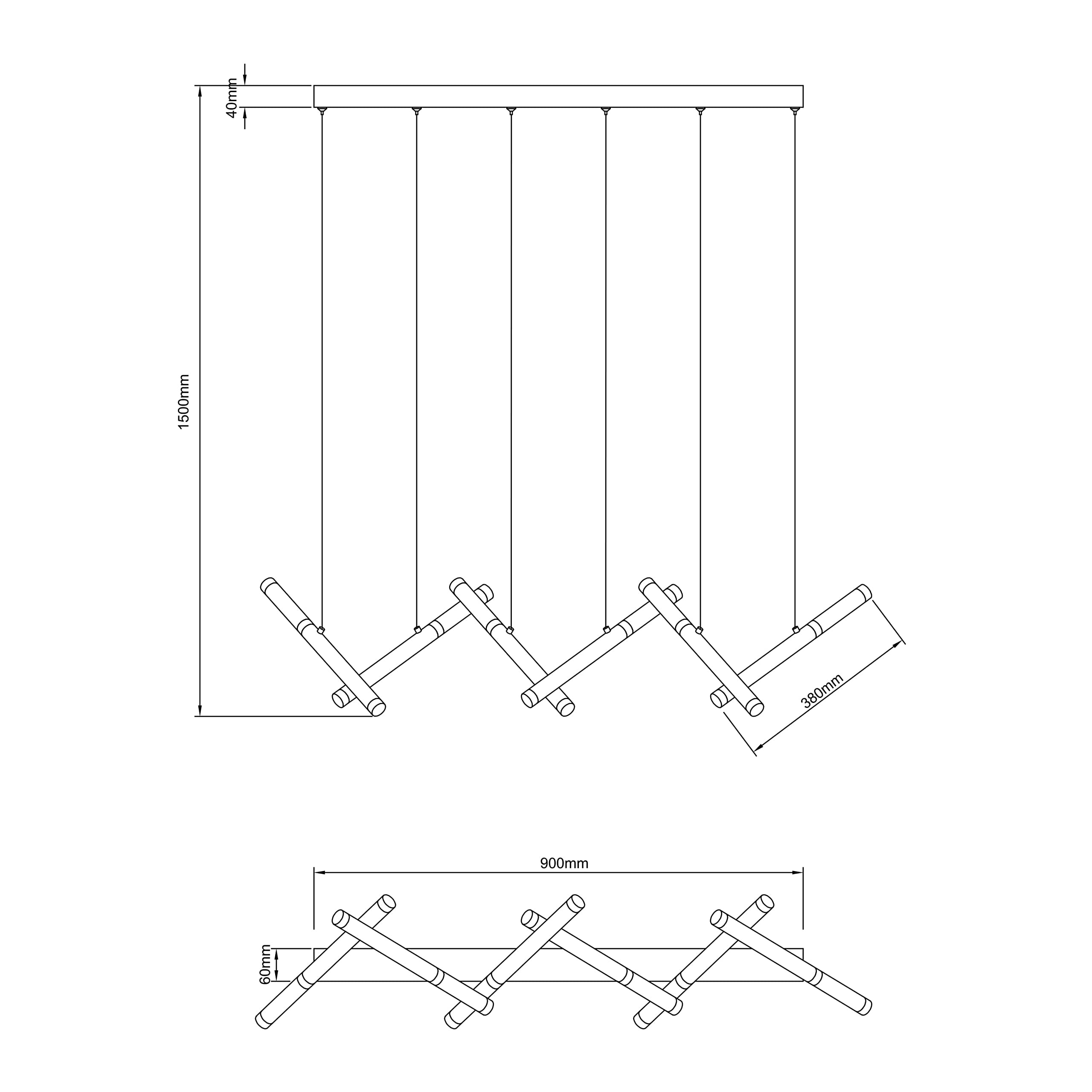 Brilliant Lagano LED Pendelleuchte 6flg schwarz, Metall/Kunststoff, 1x LED integriert, 36 W , (Lichtstrom: 4600lm, Lichtfarbe: 3000K)