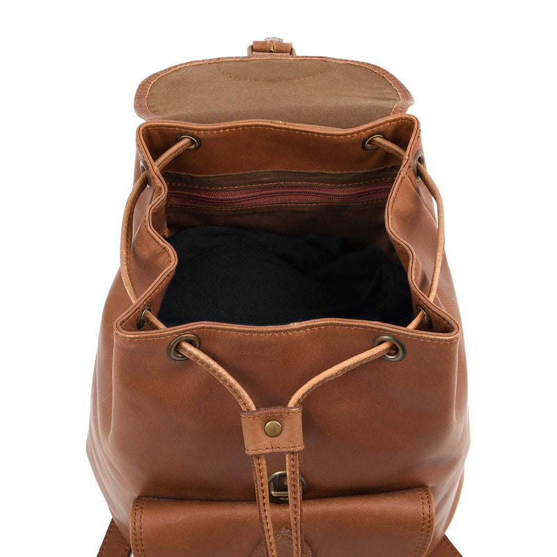 LEABAGS Leder Rucksack Damen & Herren I Echtleder Premium Daypack I Eleganter Backpack Frauen & Männer I Lederrucksack I Größe M I Vintage Cognac