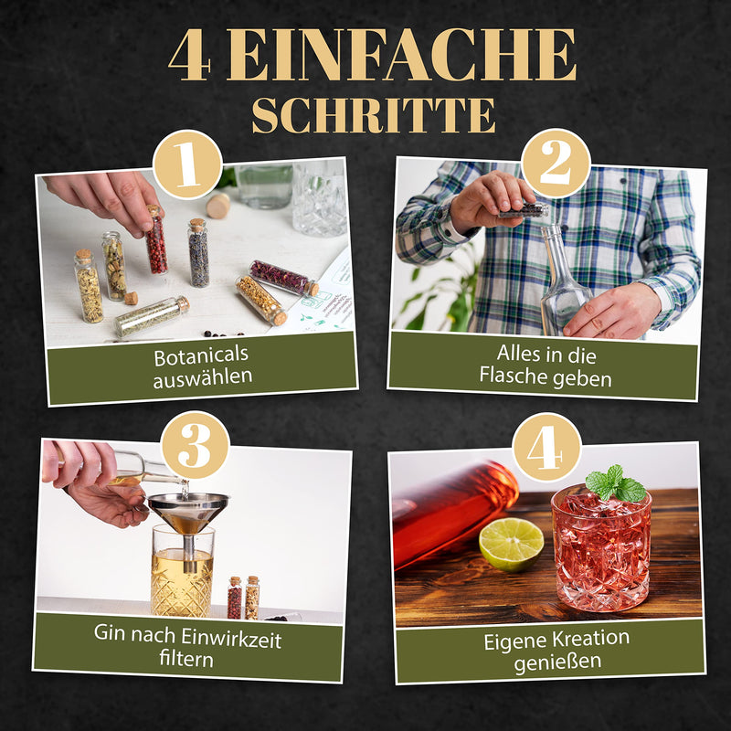 Heldengenuss Gin selber machen Set - 22 tlg. DIY Baukasten zum Gin selber herstellen I Ginbaukasten inkl. Basisalkohol & 16 Botanicals als Geschenkset - Gin selbst herstellen - Gin Geschenk