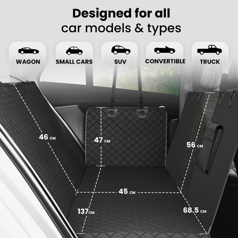 Hundedecke Auto Rückbank/Kofferraum/Vordersitz + Napf | Wasserdicht rutschfest Waschbar | Hunde Autoschutz Kofferraumschutz Autositz Sitzschutz | Autodecke Schutzdecke Schondecke Weich