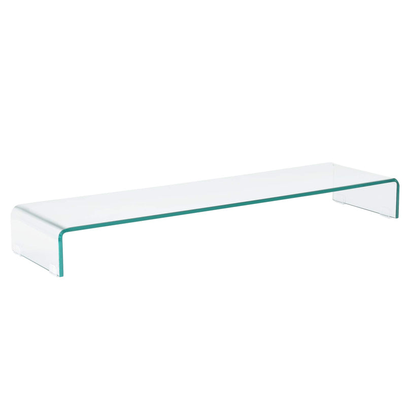 [en.casa] Monitorerhöhung 100x30x13cm Glasaufsatz 30 kg Bildschirmständer Schreibtischaufsatz Glas Transparent