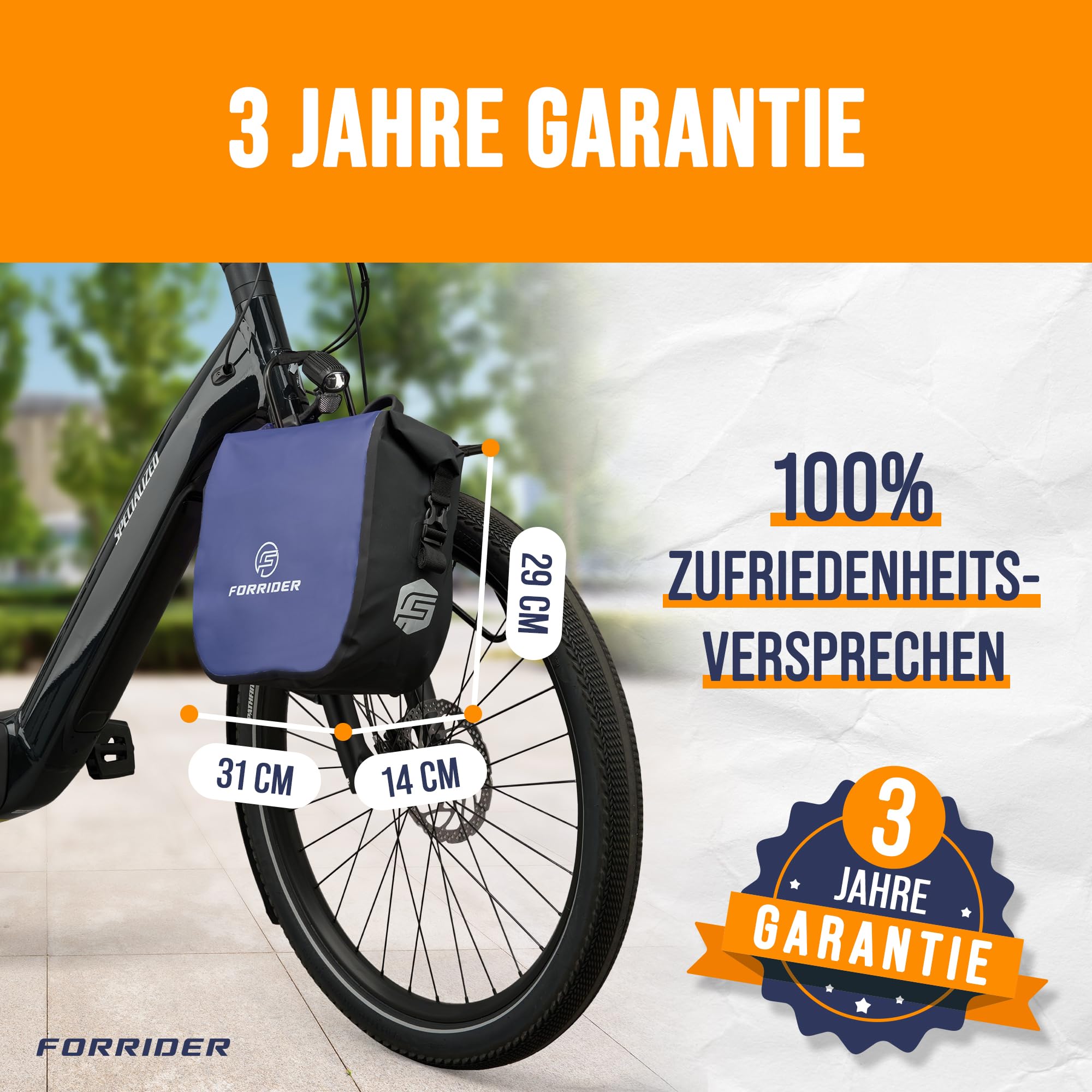 Forrider Fahrradtasche Vorne Wasserdicht [14 L] - Auch für Gepäckträger, Front Rack, Fahrrad Tasche [Neuheit 2024]