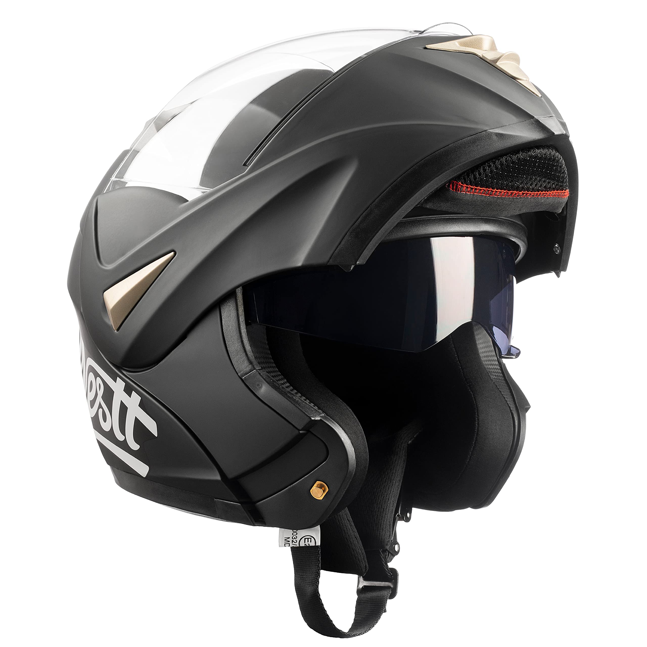 Westt Motorradhelm Herren Damen Integralhelm Klapphelm Flip-up Motorrad Jethelm Chopper Mofa Moped Roller Modular Helm Motorrad ECE DOT Zertifiziert, schwarz, L (59-60 cm)