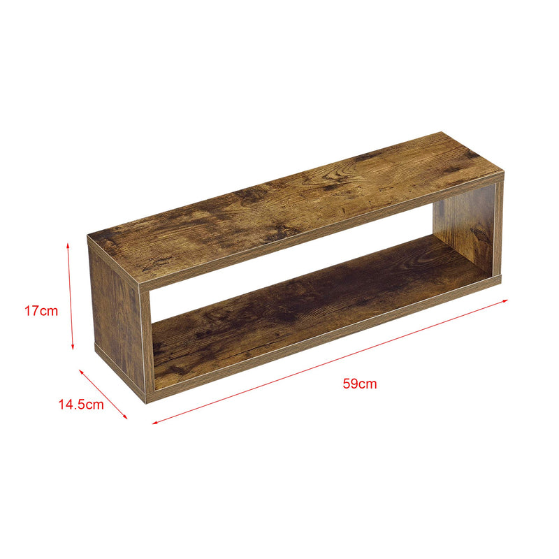 [en.casa] 4er Set Schweberegal Fagernes 59x15x17cm Wandregal 4-teilig Hängeregal Ablage Wandboard Holz Dunkel