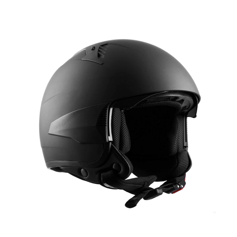 Westt Rover l Jethelm Motorradhelm Helm l 3 austauschbare Seitenteile l Sonnenblende Retro Stil l Matt Schwarz l ECE Zertifiziert l Größe S