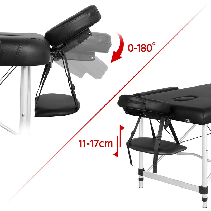 Yaheetech Mobile Massageliege 70 cm Breit Alu Massagetisch Höhenverstellbar 2 Zonen Klappbar mit Tragetasche und Kopfstütze bis 250 kg Belastbar