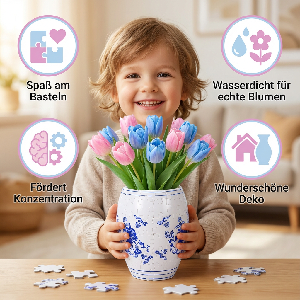 Rebolet | 3D Puzzle Vase Dekoration für echte Blumen