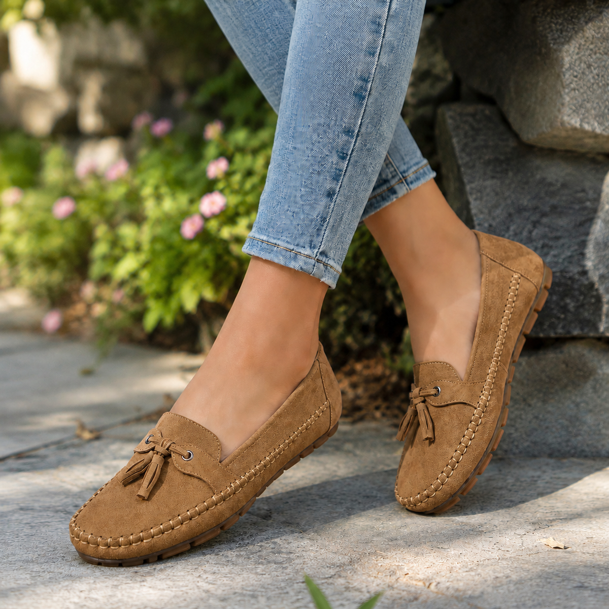 Damen-Komfort-Loafer aus Wildleder – extra weite Passform