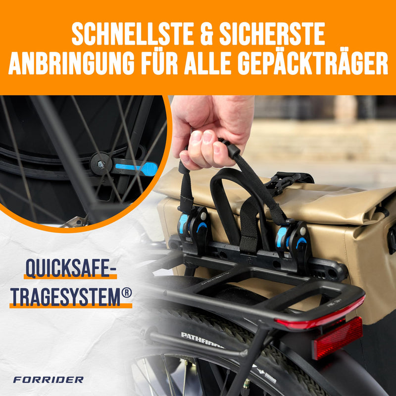 Forrider Fahrradtasche Wasserdicht für Gepäckträger [22L Volumen] mit Schultergurt | Gepäckträgertasche | Einzel | Fahrrad Tasche Packtasche hält an jedem Gepäckträger