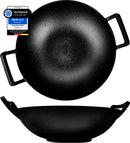 Oakfire Wok Gusseisen 36cm Groß Induktion, Grill Wok Gusseisern mit Non-Stick Patina