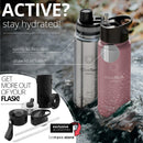 Trinkflasche Edelstahl ACTIVE FLASK + Strohhalm (3 Deckel) BPA-frei, Auslaufsicher, Kohlensäure geeignet - Wasserflasche Fahrrad Thermosflasche Isoliert Isolierflasche Sport Wasser Flasche Kinder Tee