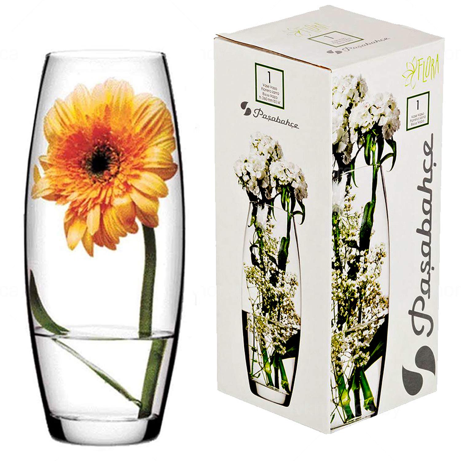 Pasabahce 43966 - Glasvase "Botanica" mit Bauch, elegant, hoch, zeitlos, Höhe 26cm