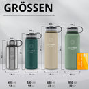 Trinkflasche Edelstahl ACTIVE FLASK + Strohhalm (3 Deckel) BPA-frei, Auslaufsicher, Kohlensäure geeignet - Wasserflasche Fahrrad Thermosflasche Isoliert Isolierflasche Sport Wasser Flasche Kinder Tee