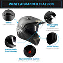 WESTT Cross X Motorrad-Helm I Motocross-Helm I Motorradhelm schwarz-matt I Motocross-Helm mit Visier I Cross-Helm-Herren I Fullface-Helm I MTB-Helm I Quad-Helm I ECE Zertifiziert I Größe XL