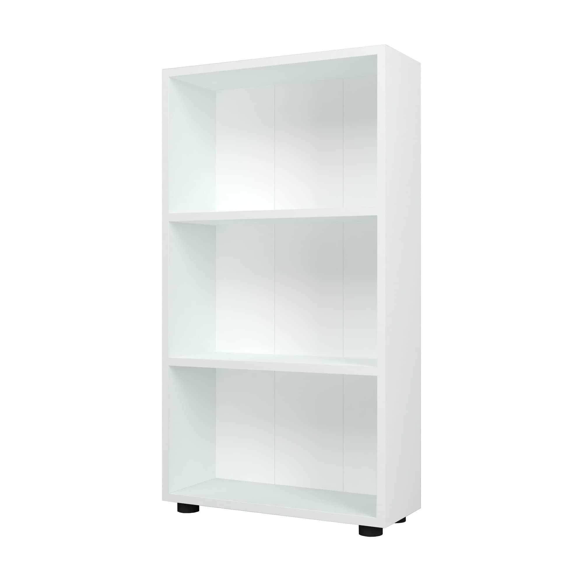 [en.casa] Bücherregal Vara mit Stauraum Wohnzimmerregal 106 x 55 x 20 cm Raumteiler mit 3 Ebenen Standregal Aufbewahrungsregal Weiß