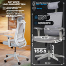 VALKENSTOL M2 Ergonomischer Bürostuhl Grau Schreibtischstuhl Grau Bürostuhl Ergonomisch Bürostühle Bürostuhl Beige 150 kg PC Stuhl Büro Ergonomic Office Chair