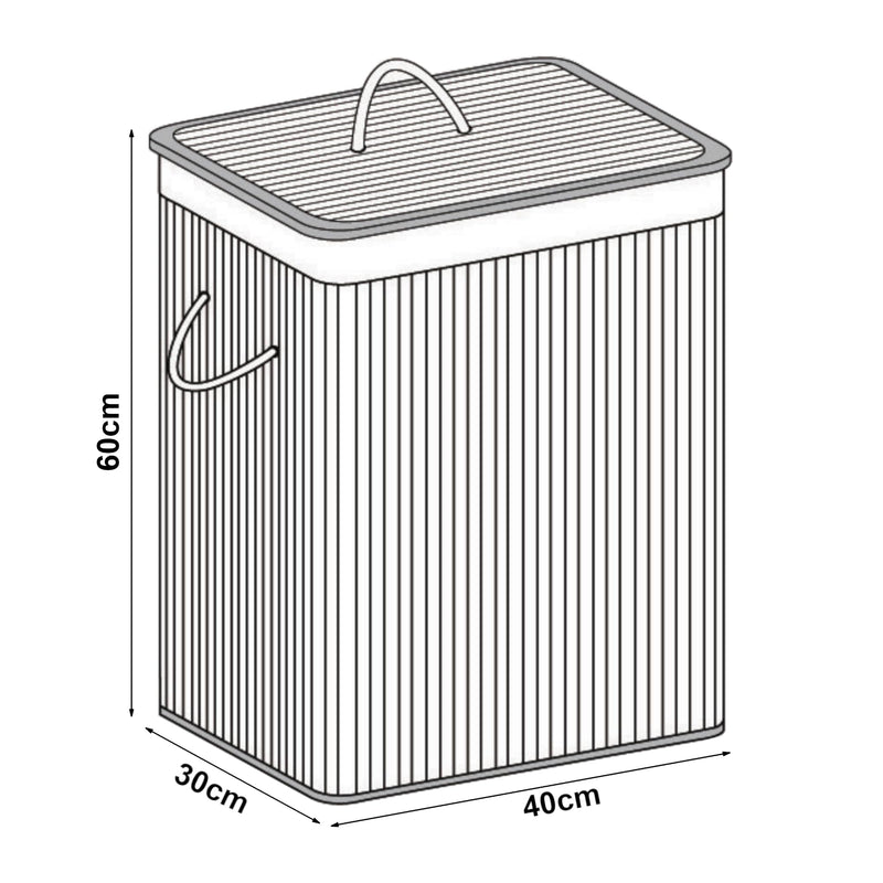 [en.casa] Wäschekorb Salla Wäschebox mit Deckel Wäschesammler Herausnehmbarer Wäschebeutel Laundry Basket Umweltfreundlich 72L Bambus Natur