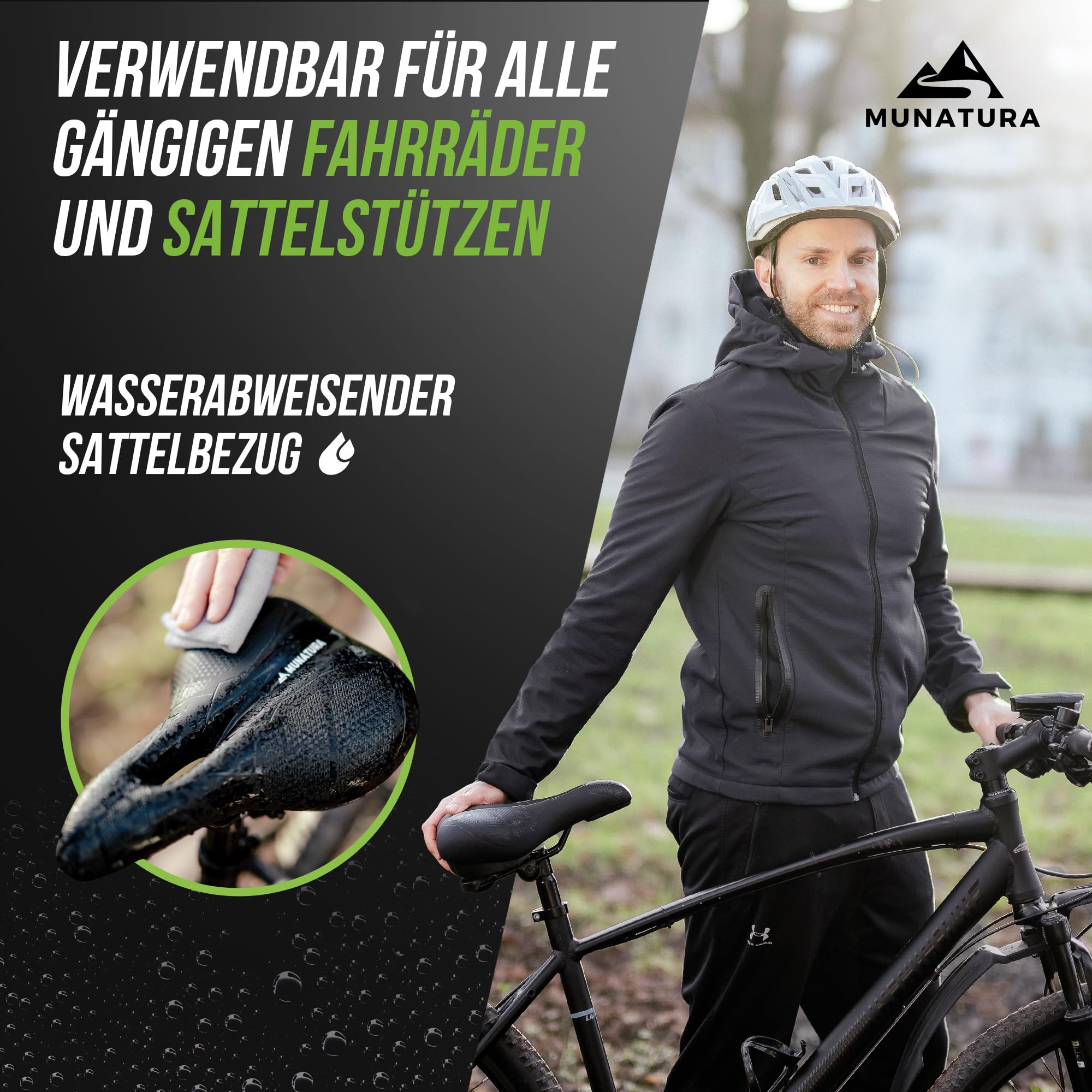 MUNATURA Fahrradsattel mit Memory Foam und Federung – Fahrradsattel Herren bequem – Ergonomischer und Wasserdichter Fahrrad Sattel - Fahrradsattel Damen