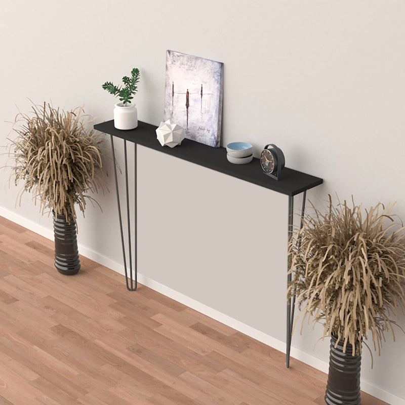 [en.casa] Konsolentisch Kokemäki Standregal mit Hairpinlegs 120 x 18 x 82 cm Sideboard Dekoständer Schwarz