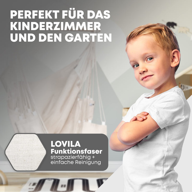 NearDistance® Hängesessel Unity mit Montageset, Hängestuhl Indoor Outdoor, Hängesessel ohne Gestell, Hängeschaukel für Erwachsene & Kinder, mit Fußablage & Kissen (Light-Grey MIT Montageset)