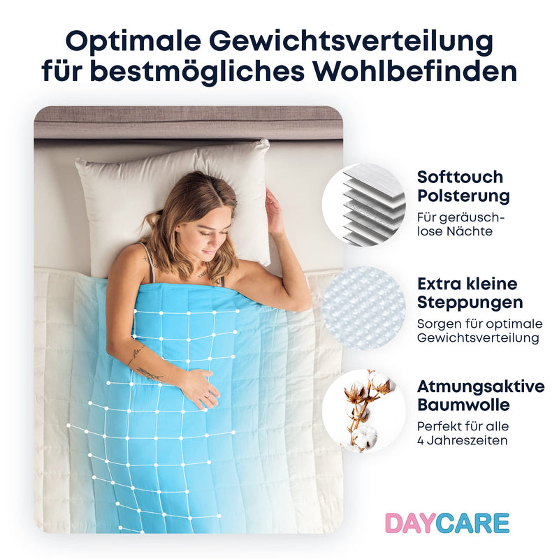 DayCare Gewichtsdecke/Therapiedecke 135x200 |passt auf jeden Standardbezug| für einen intensiveren & erholsameren Schlaf - atmungsaktiv & ÖkoTex Zertifiziert - beugt Schlafstörungen vor 7,5kg