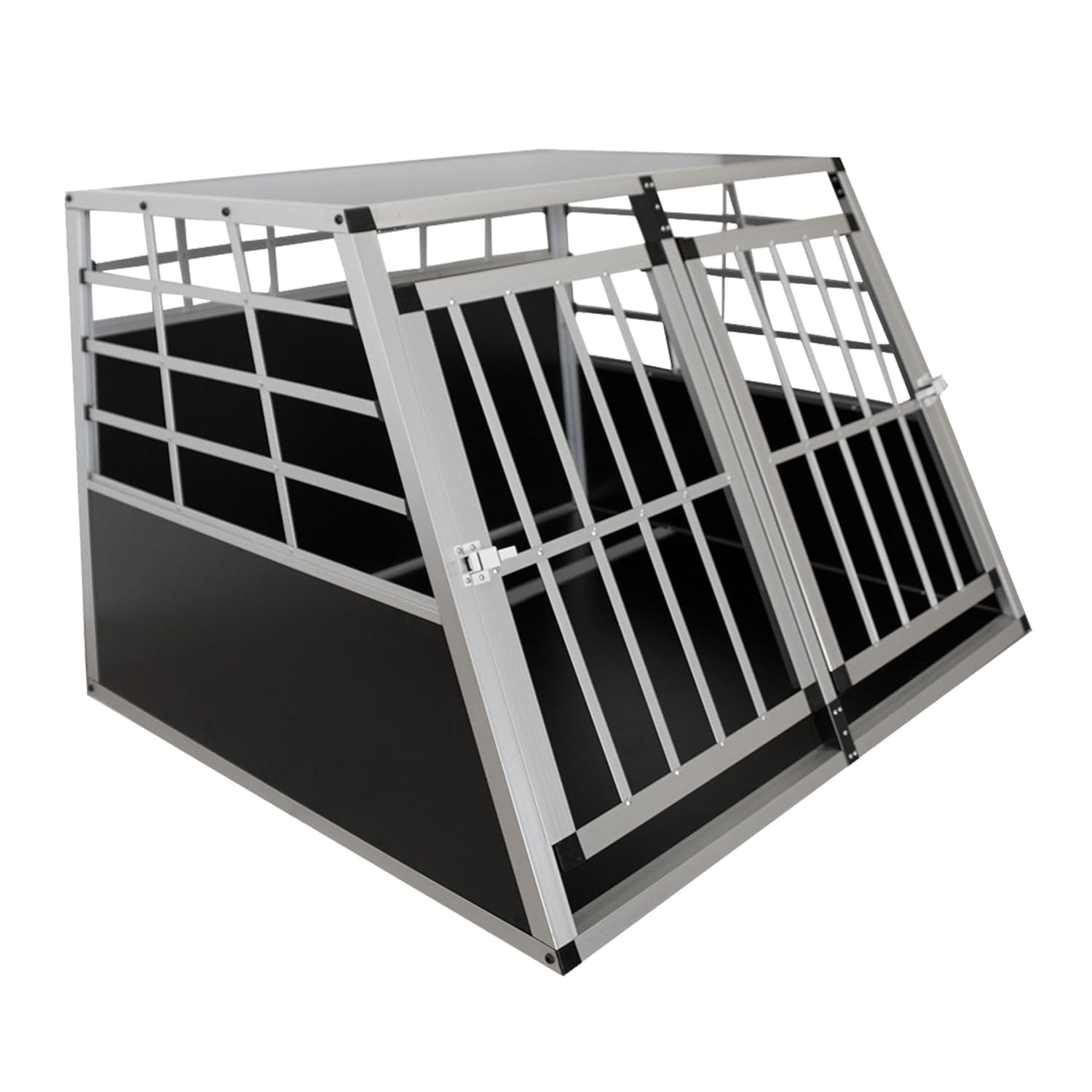 Juskys Alu Hundetransportbox XL - 96 × 91 × 70 cm — Auto Hundebox robust & pflegeleicht — 2 Gittertüren verschließbar - Reisebox für Hunde