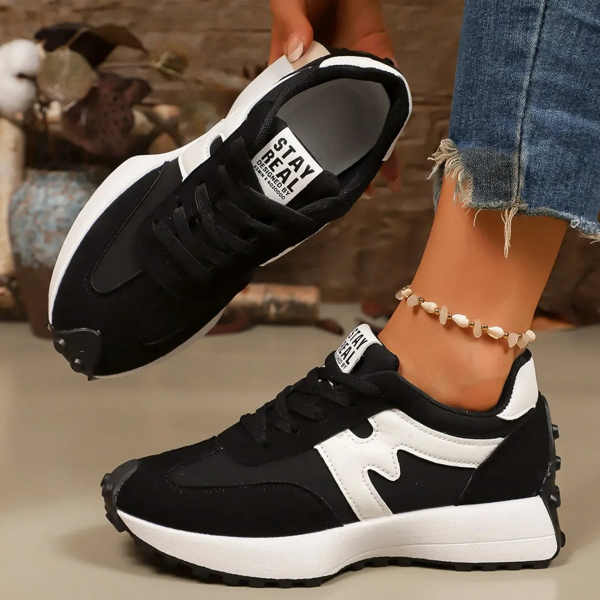 Damen Plateau-Sneaker mit Schnürung