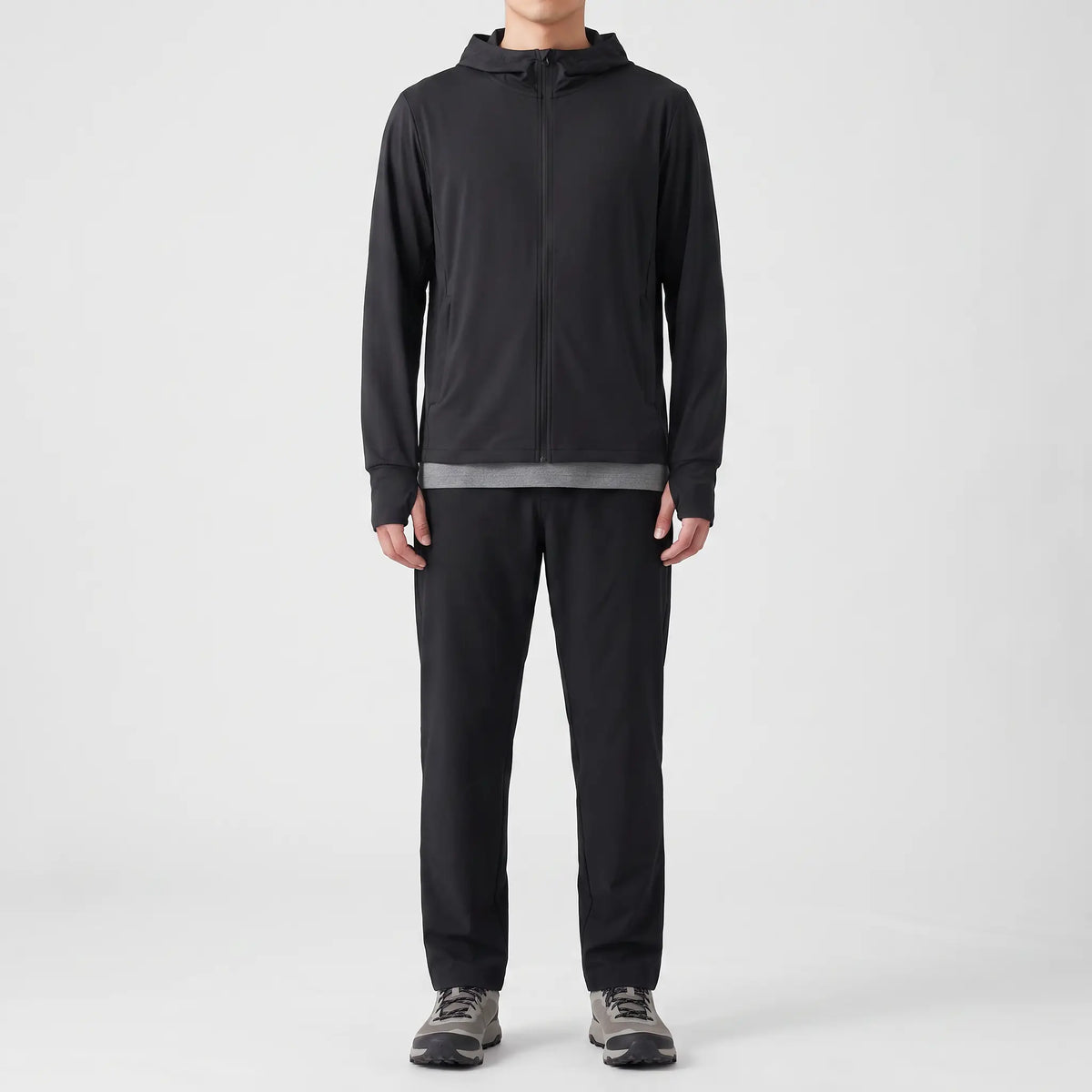 Herren Sonnenhoodie mit durchgehendem Reißverschluss – UPF 50+ belüftete Wander- und Angeljacke