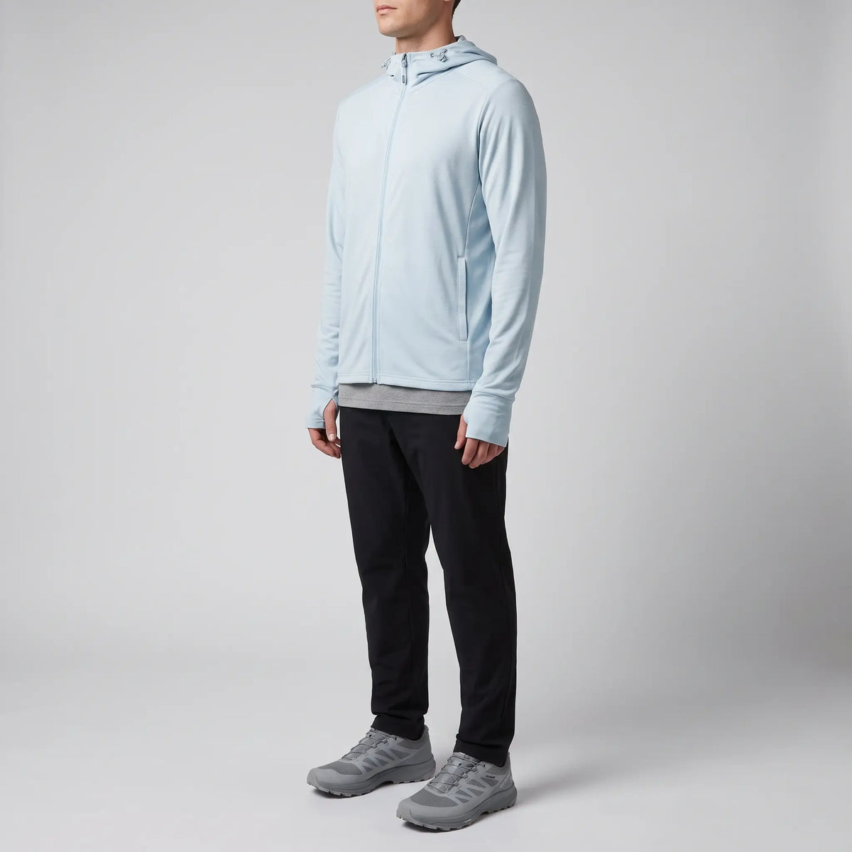 Herren Sonnenhoodie mit durchgehendem Reißverschluss – UPF 50+ belüftete Wander- und Angeljacke