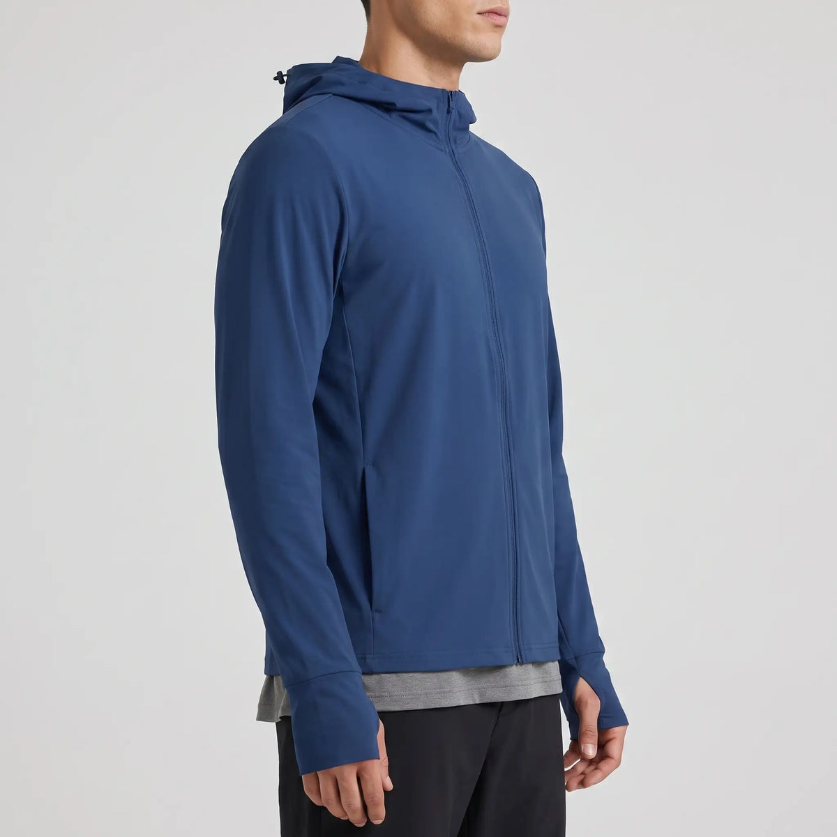 Herren Sonnenhoodie mit durchgehendem Reißverschluss – UPF 50+ belüftete Wander- und Angeljacke