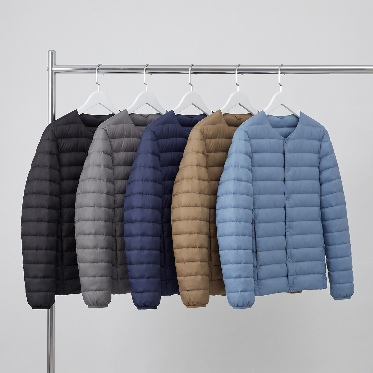 Herren Daunenjacke wandelbar – V-Ausschnitt, gesteppt, leicht