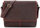 LEABAGS Leder Umhängetasche Herren & Damen I Messenger Bag mit Schultergurt I Echtleder Laptoptasche bis 15 Zoll I Schultertasche I Arbeitstasche I Tragetasche I Handtasche I Dark Brown/Red