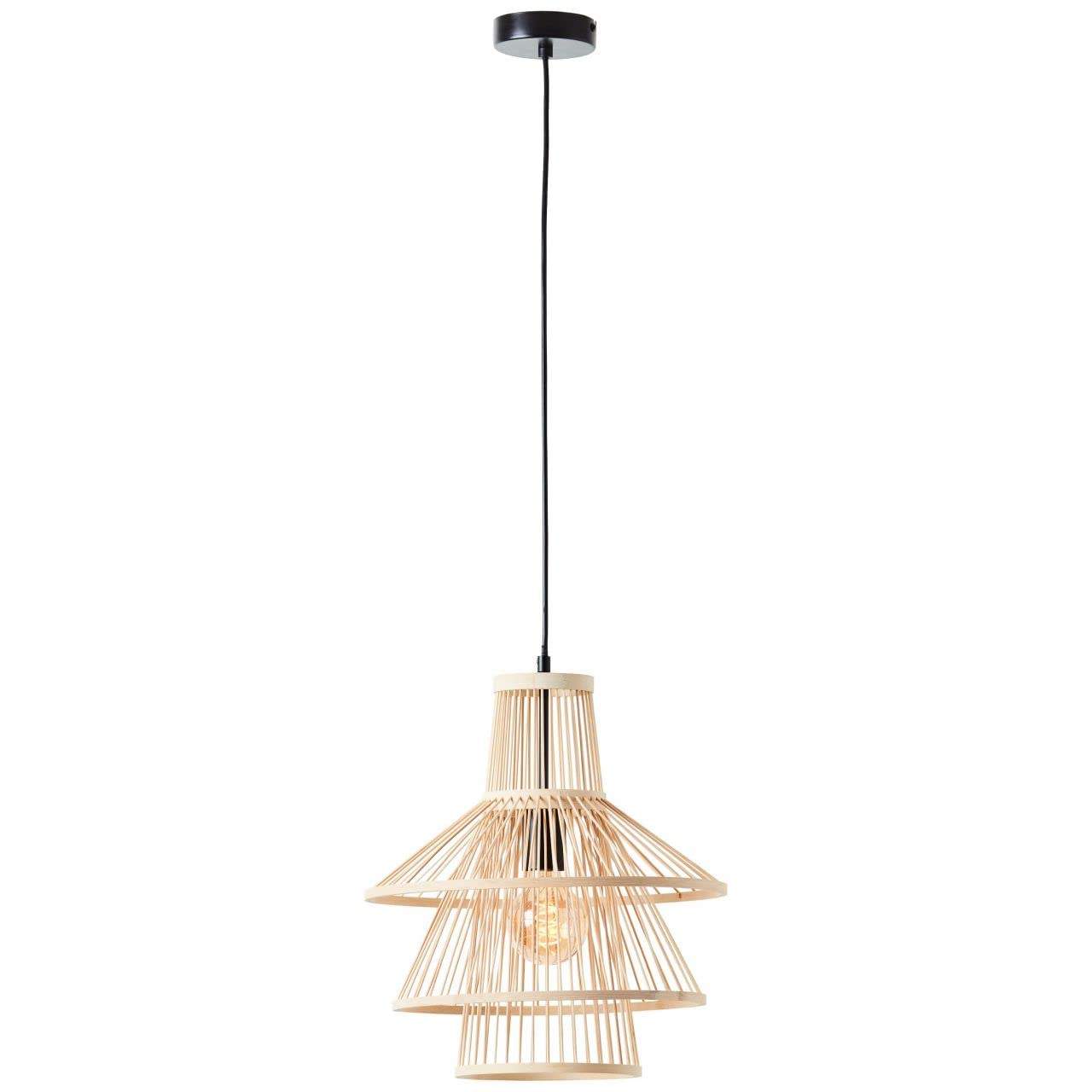 BRILLIANT Lampe, Hartland Pendelleuchte 35cm rattan, 1x A60, E27, 25W, Kabel kürzbar/in der Höhe einstellbar