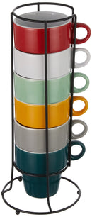 Unbekannt Set 6 TAZAS Con SOPORTE Colores SURTIDOS, Acrylic, Mehrfarbig, 9 cm