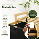 AMBIAVO® Wäschekorb 2 Fächer [schwarz, 100% Baumwolle, Bambus, 60 l Volumen] | Wäschesammler für Schmutzwäsche| Wäsche Sortiersystem | Wäschesortierer Holz | Wäschebox | laundry baskets