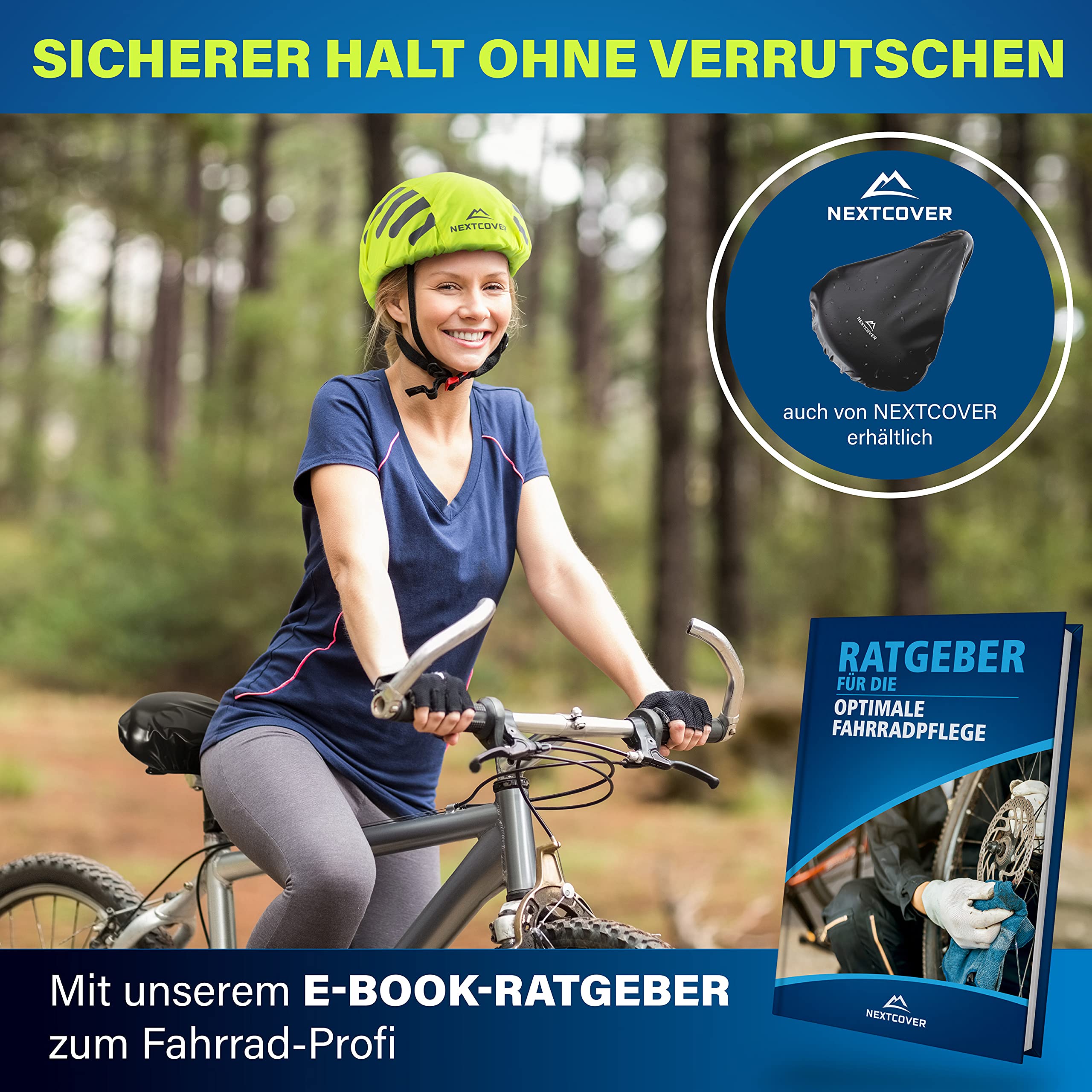 Nextcover Universal Fahrradhelm Regenschutz I 100% Wind- & Wasserdichter Helmbezug I Reflektierende Fahrrad Regenhaube passend für alle Helme I Helm Überzug