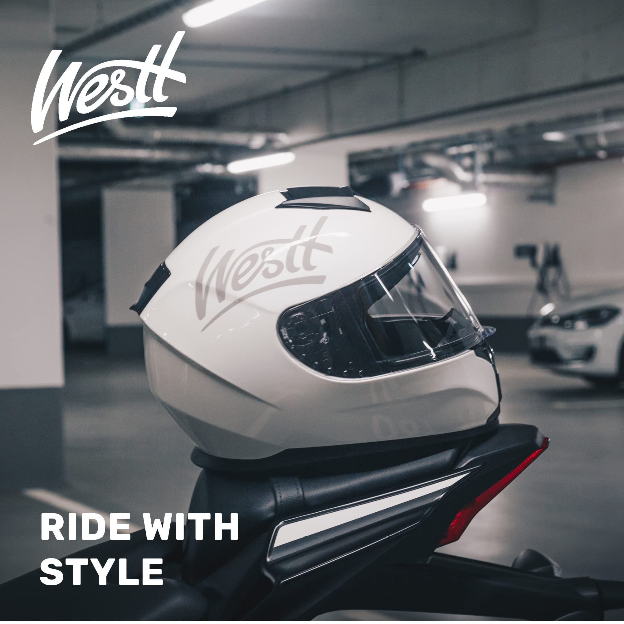 Westt Integralhelm Fullface Helm Motorradhelm mit Doppelvisier Sonnenblende Herren Damen Touring Racing Roller Moped Mofa Scooter Chopper Helm Motorrad mit ECE DOT Zertifizierung, grau, M (55-56 cm)