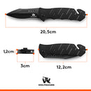 Wolfgangs AUXILUM Zweihand Rettungsmesser Set aus 440C Stahl - LEGAL in Deutschland zu führen mit Glasbrecher & Gurtschneider - Survival Klapp-Messer Outdoor-Messer - Mit Premium Messerschärfer