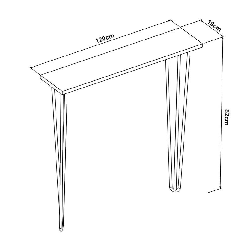 [en.casa] Konsolentisch Kokemäki Standregal mit Hairpinlegs 120 x 18 x 82 cm Sideboard Dekoständer Schwarz