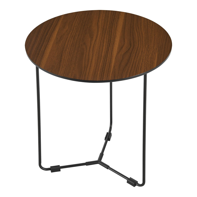 [en.casa] Beistelltisch Böhen Runder Kaffeetisch Couchtisch mit MDF-Tischplatte und Stahlgestell Minimalistisch Sofatisch für Wohnzimmer Schlafzimmer Flur 42xØ39,5cm Walnuss