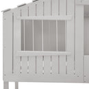 Juskys Kinderbett Baumhaus 90 x 200 cm mit Dach, Rutsche & Leiter — Etagenbett Weiß für Kinder — 2X Lattenrost bis 150 kg — Hausbett aus Massivholz