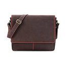 LEABAGS Leder Umhängetasche Herren & Damen I Messenger Bag mit Schultergurt I Echtleder Laptoptasche bis 15 Zoll I Schultertasche I Arbeitstasche I Tragetasche I Handtasche I Dark Brown/Red