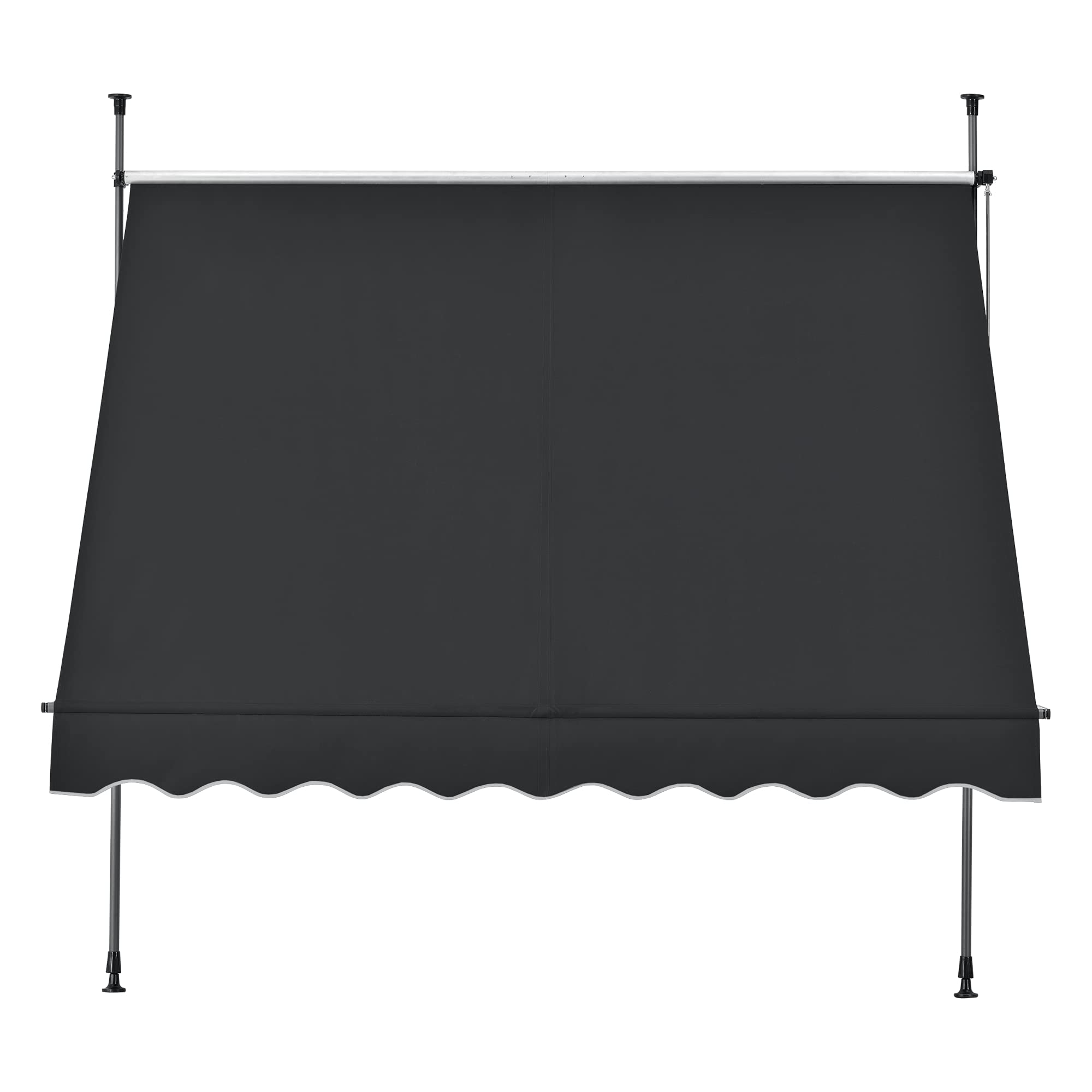 pro.tec Klemmmarkise Stem Markise ohne Bohren 200 x 120 x 220-309 cm Balkonmarkise mit Handkurbel Sonnenschutz Stahlgestell Schwarz