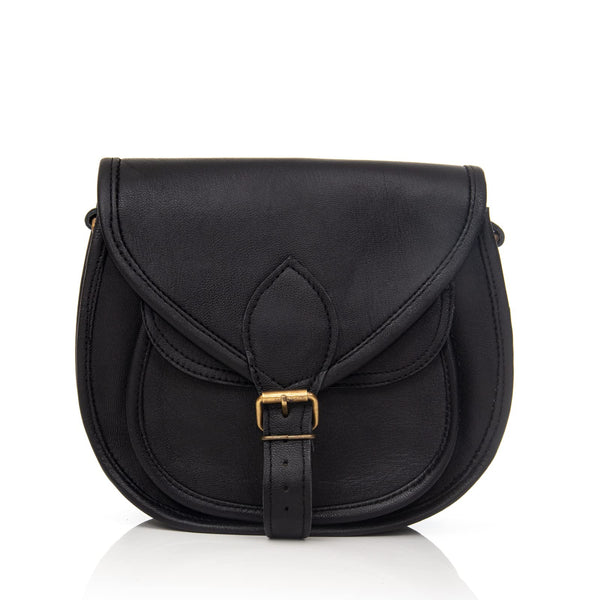 Leather Lane 'Felicia' Handtasche Echtes Leder Vintage Umhängetasche für Damen Retro Design Ledertasche Schultertasche Naturleder Schwarz M