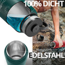 Trinkflasche Edelstahl ACTIVE FLASK + Strohhalm (3 Deckel) BPA-frei, Auslaufsicher, Kohlensäure geeignet - Wasserflasche Fahrrad Thermosflasche Isoliert Isolierflasche Sport Wasser Flasche Kinder Tee