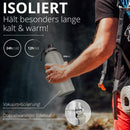 Trinkflasche Edelstahl ACTIVE FLASK + Strohhalm (3 Deckel) BPA-frei, Auslaufsicher, Kohlensäure geeignet - Wasserflasche Fahrrad Thermosflasche Isoliert Isolierflasche Sport Wasser Flasche Kinder Tee